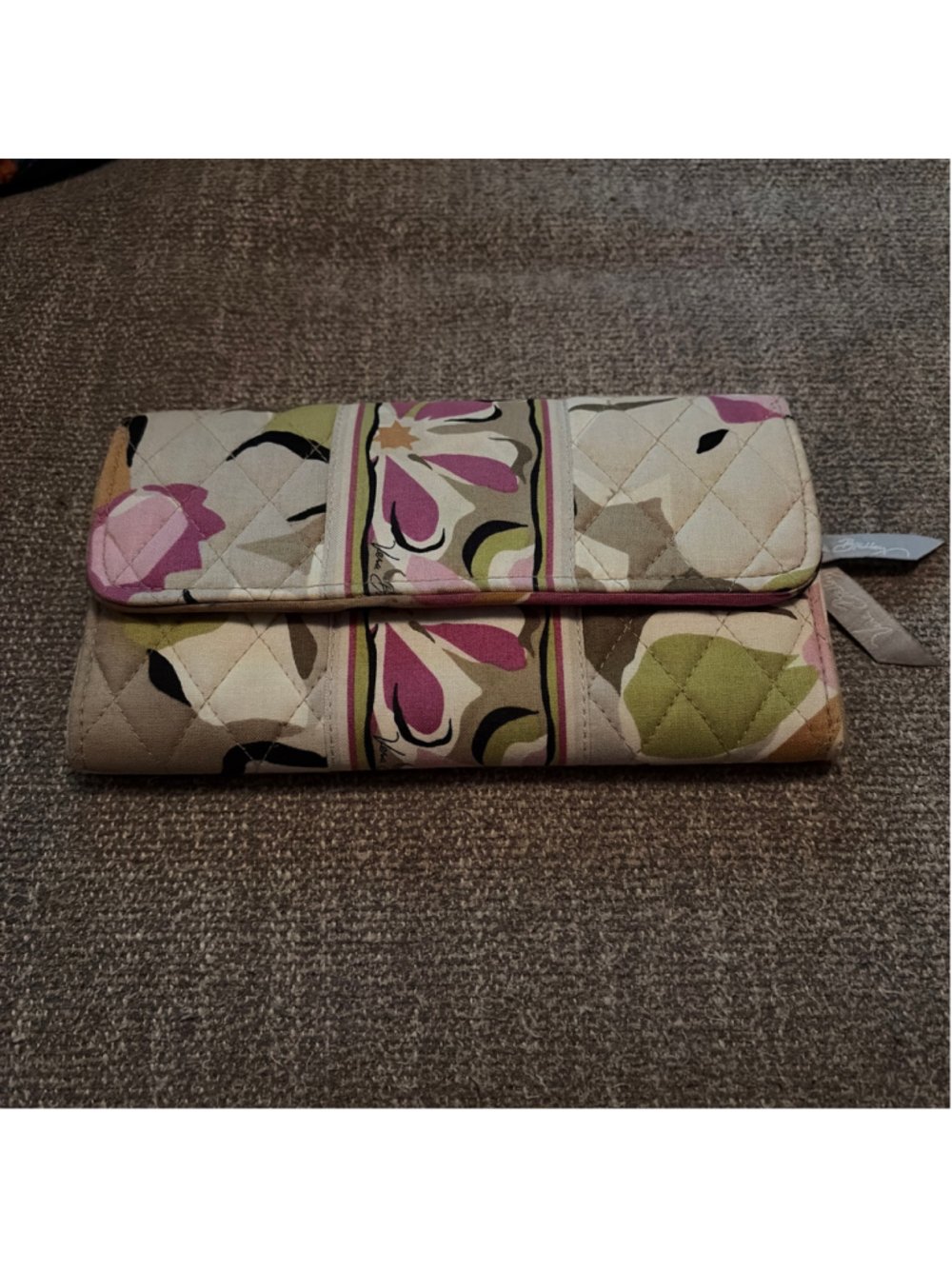Women's Vera Bradley Quilted Floral Wallet One Size Beige Pink